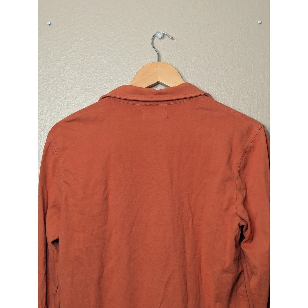 Banana Republic Polo Shirt Mens M Orange Long Sleeve V-Neck Cotton Chest Pocket